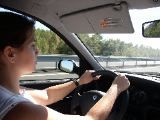 Kristine driving to Provence - hands at 10 & 2
